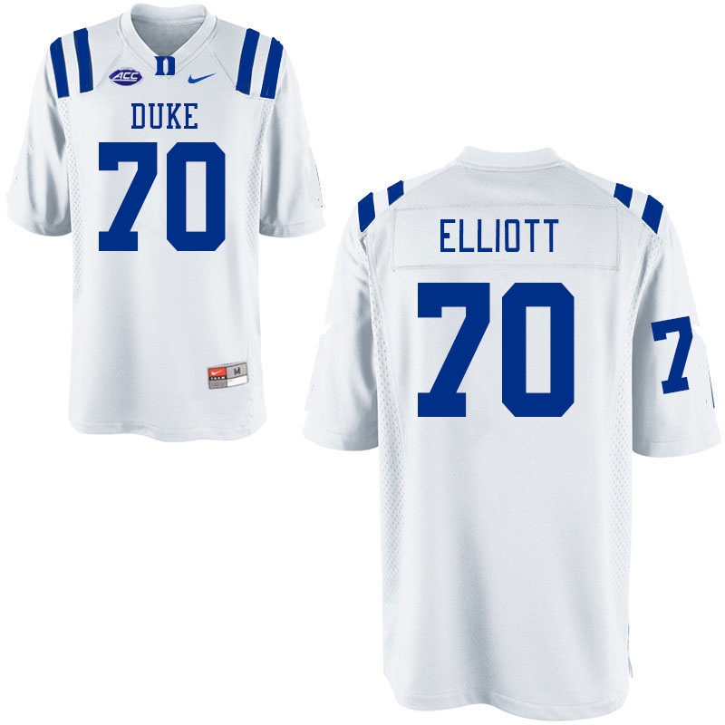 Men #70 Scott Elliott Duke Blue Devils College Football Jerseys Stitched Sale-White - Click Image to Close